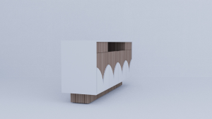 Wooden Arch Penal Design TV Unit